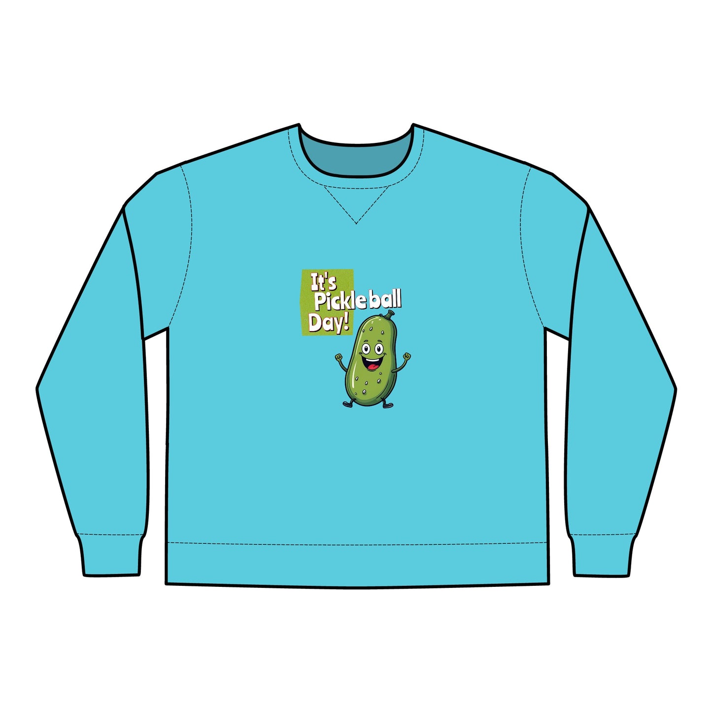 Crewneck Sweatshirt - Happy Pickle Dude - It's Pickleball Day Design