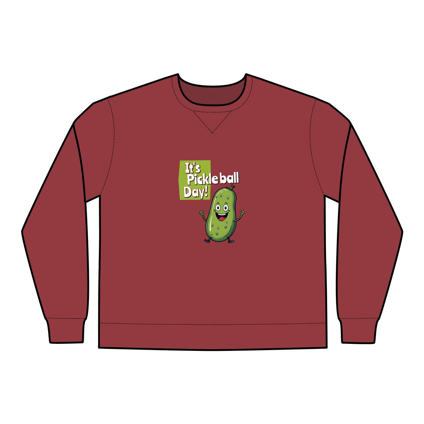 Crewneck Sweatshirt - Happy Pickle Dude - It's Pickleball Day Design