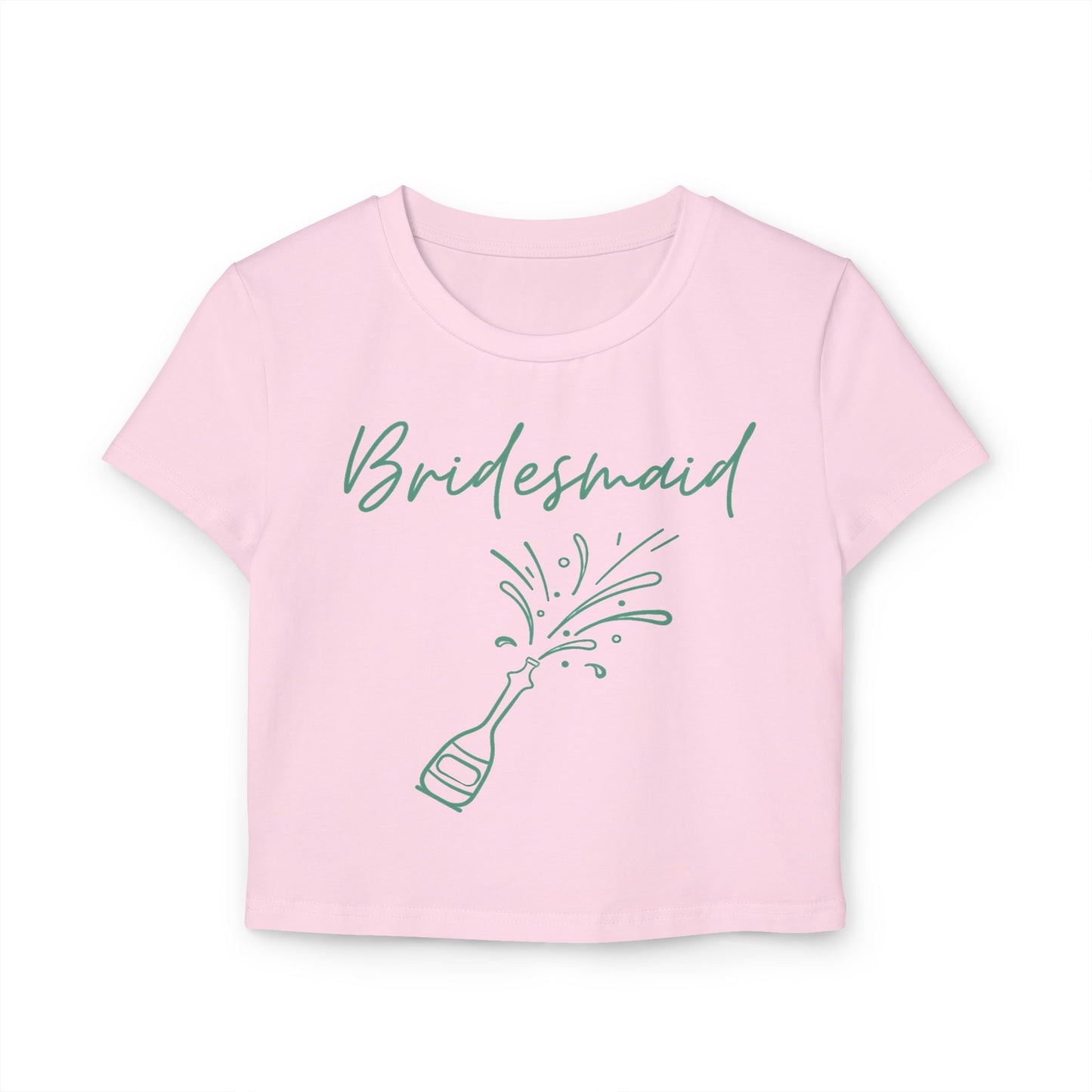 Bridesmaid Bachelorette Cute Women's Baby Tee with champaign bottle