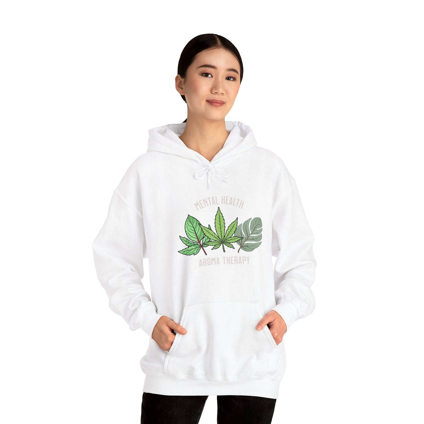 "Aroma Therapy Hoodie – Lavender, Marijuana, and Eucalyptus Leaf Design" Unisex Heavy Blend™ Hooded Sweatshirt