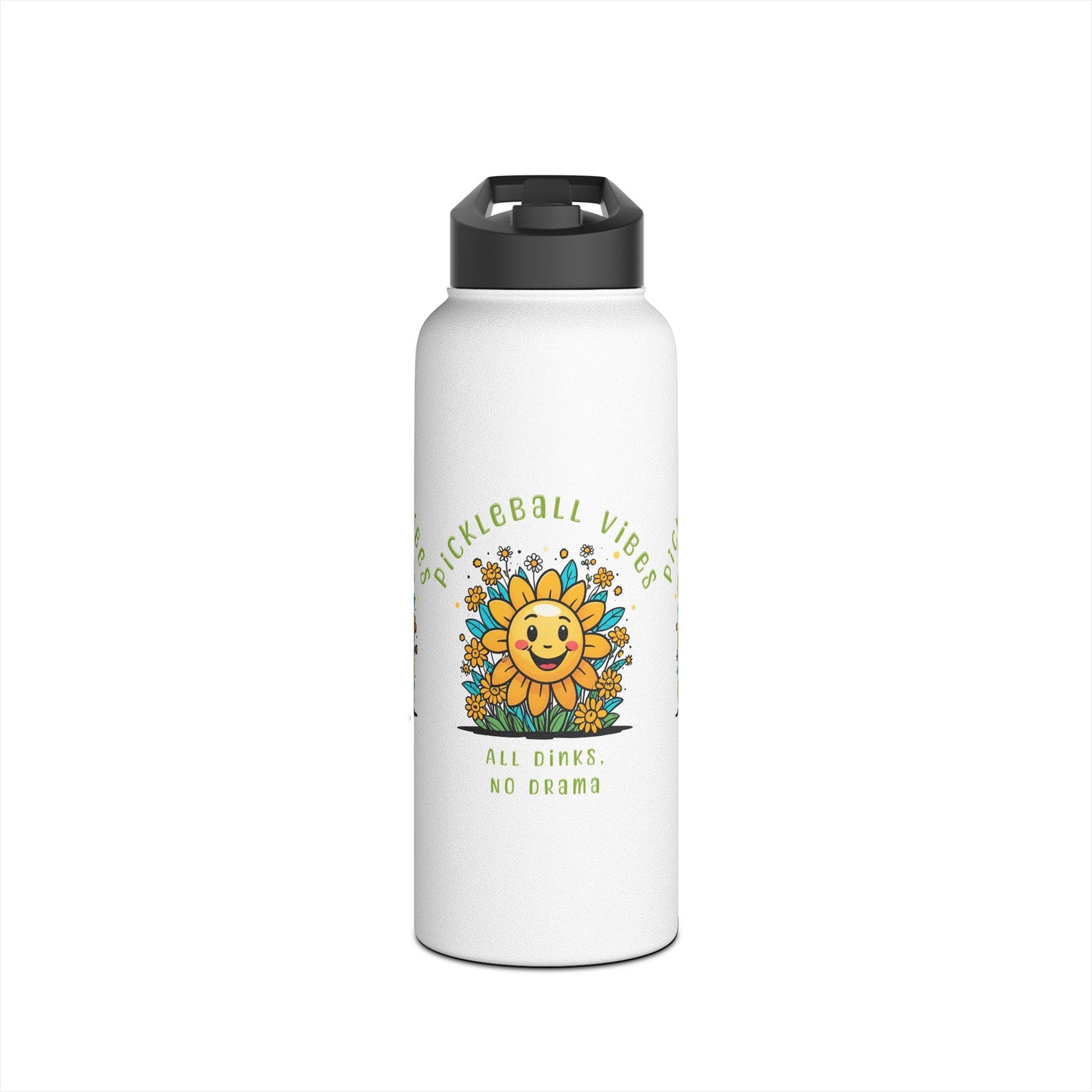 Sun and Flowers Beautiful Day for Pickleball CapStainless Steel Water Bottle, Standard Lid