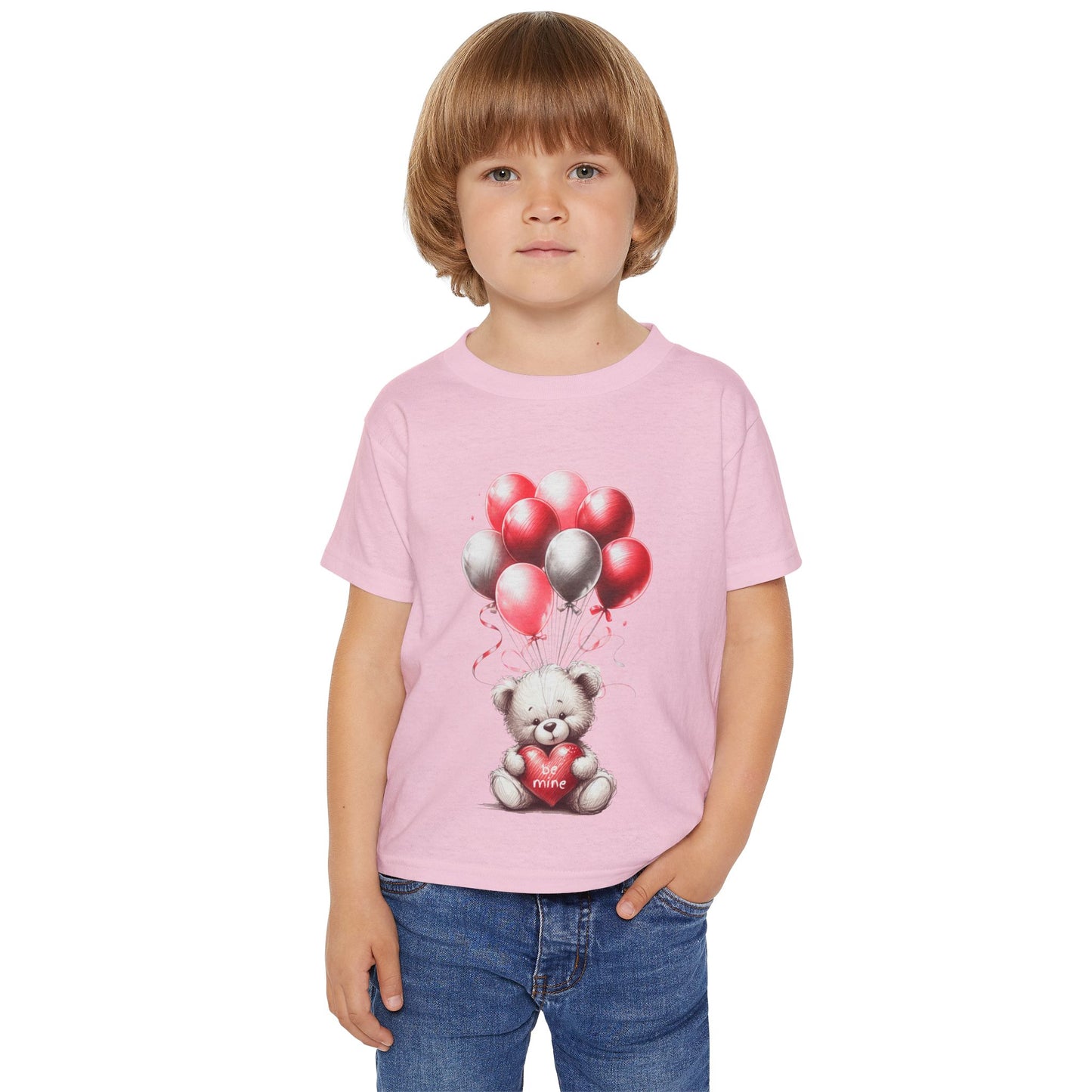"Be Mine" – Adorable Teddy Bear Valentine’s Toddler T-shirt Valentine's Day Hearts Design
