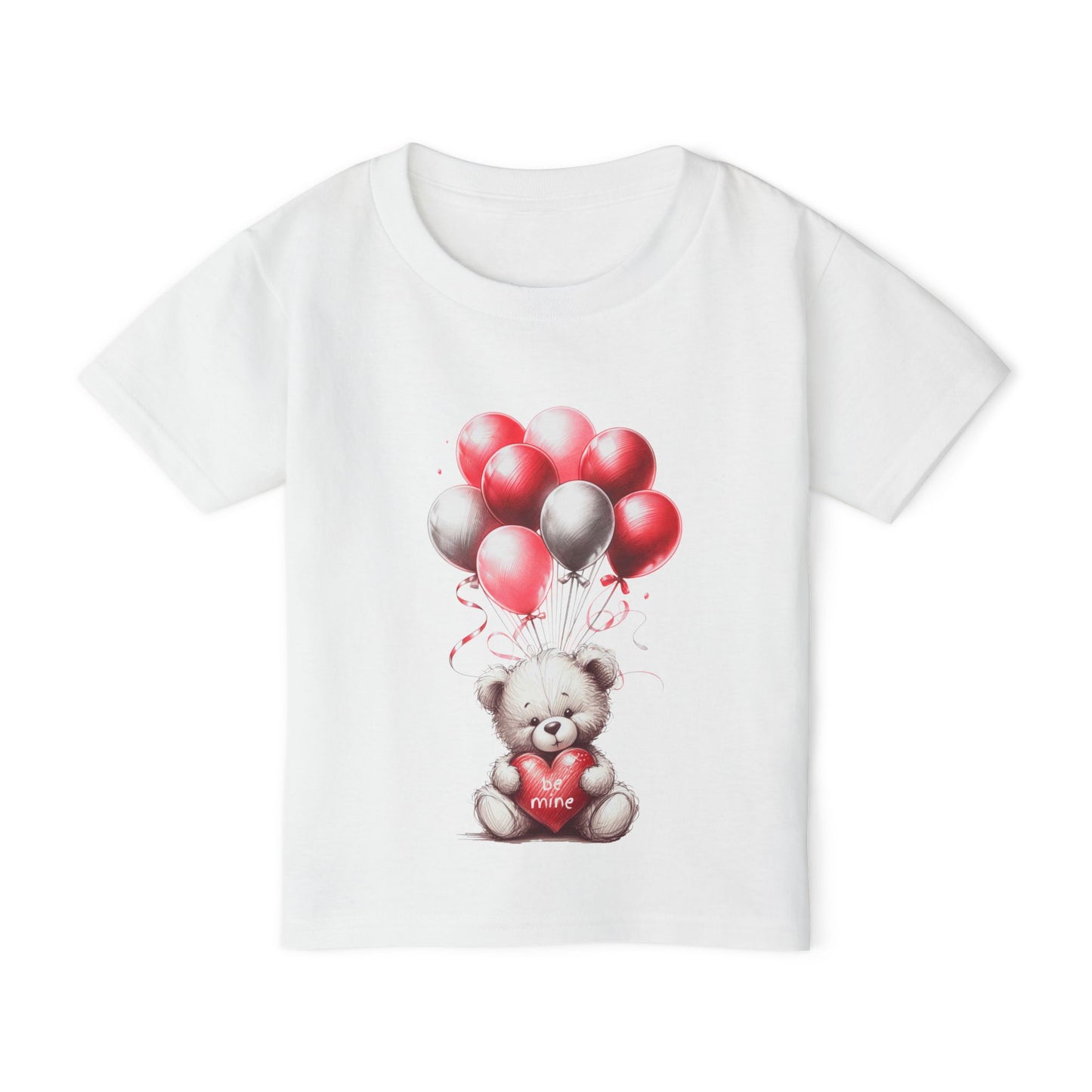 "Be Mine" – Adorable Teddy Bear Valentine’s Toddler T-shirt Valentine's Day Hearts Design