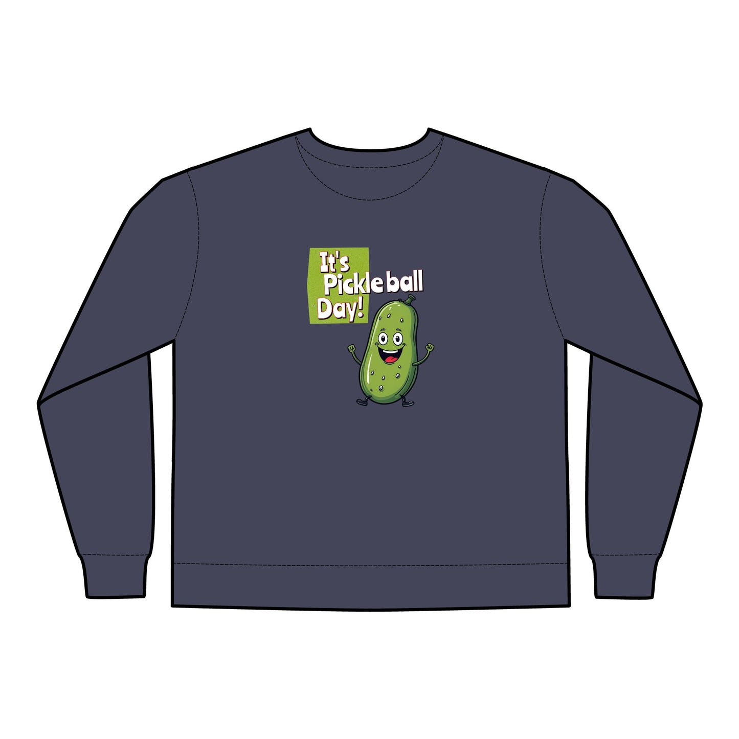 Crewneck Sweatshirt - Happy Pickle Dude - It's Pickleball Day Design
