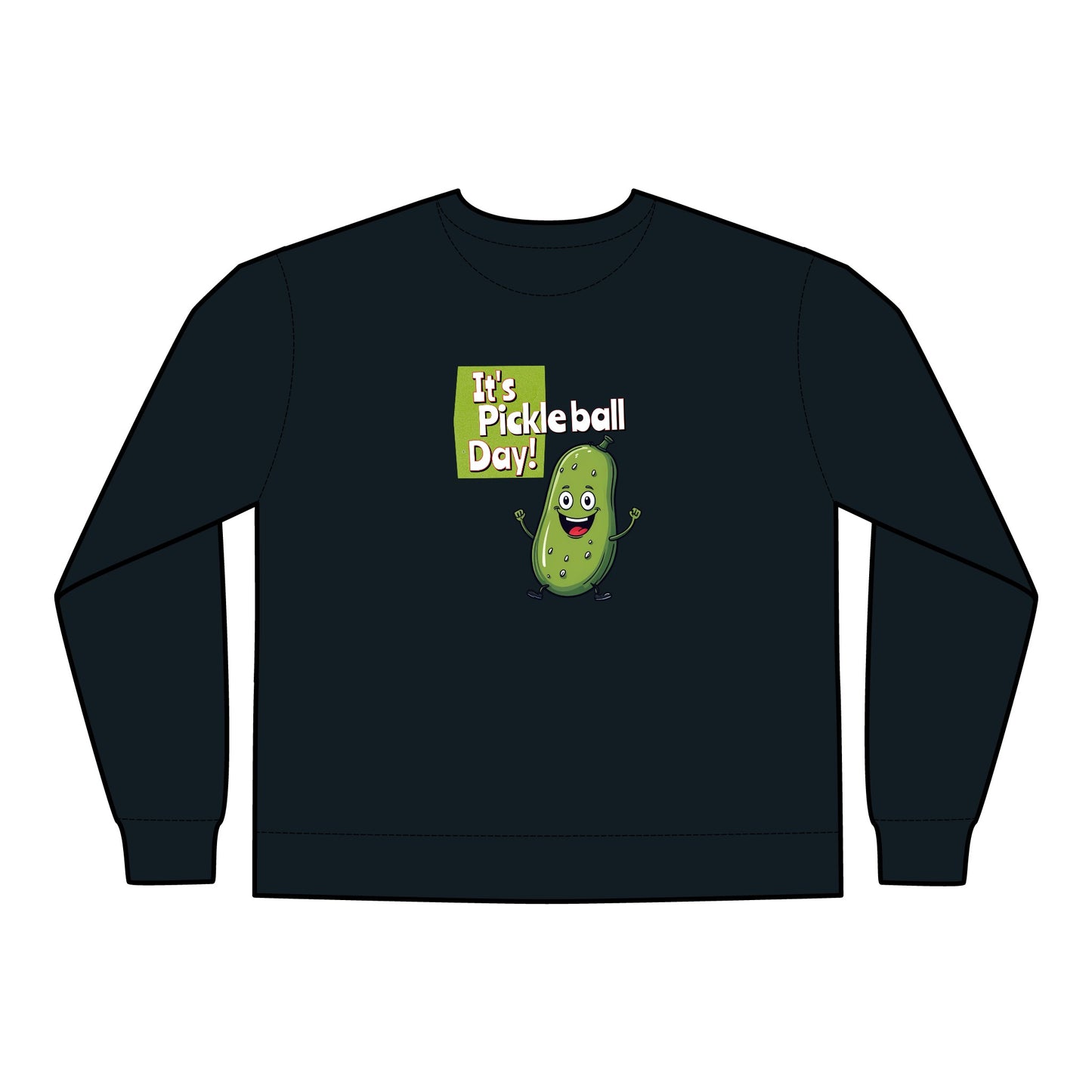 Crewneck Sweatshirt - Happy Pickle Dude - It's Pickleball Day Design