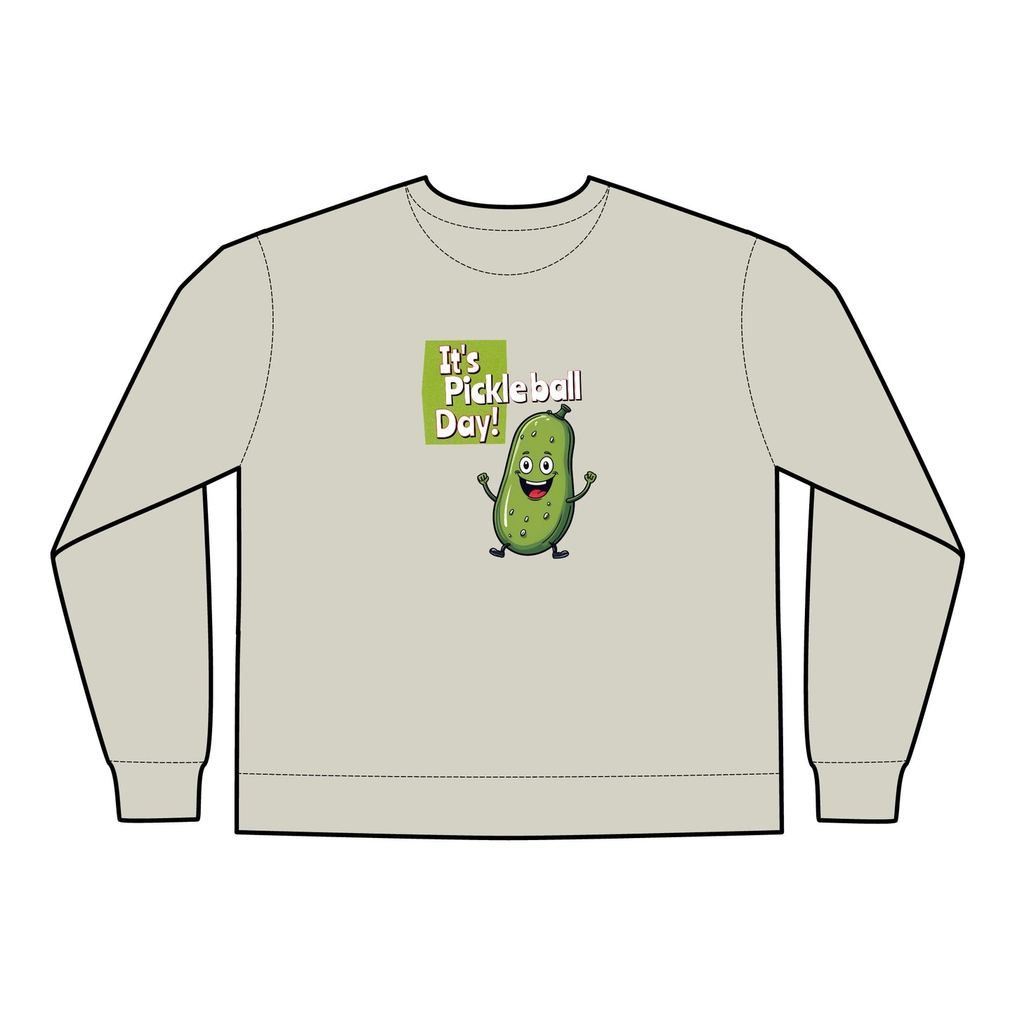 Crewneck Sweatshirt - Happy Pickle Dude - It's Pickleball Day Design