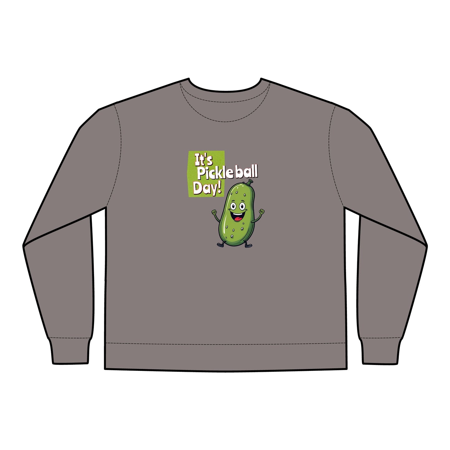 Crewneck Sweatshirt - Happy Pickle Dude - It's Pickleball Day Design