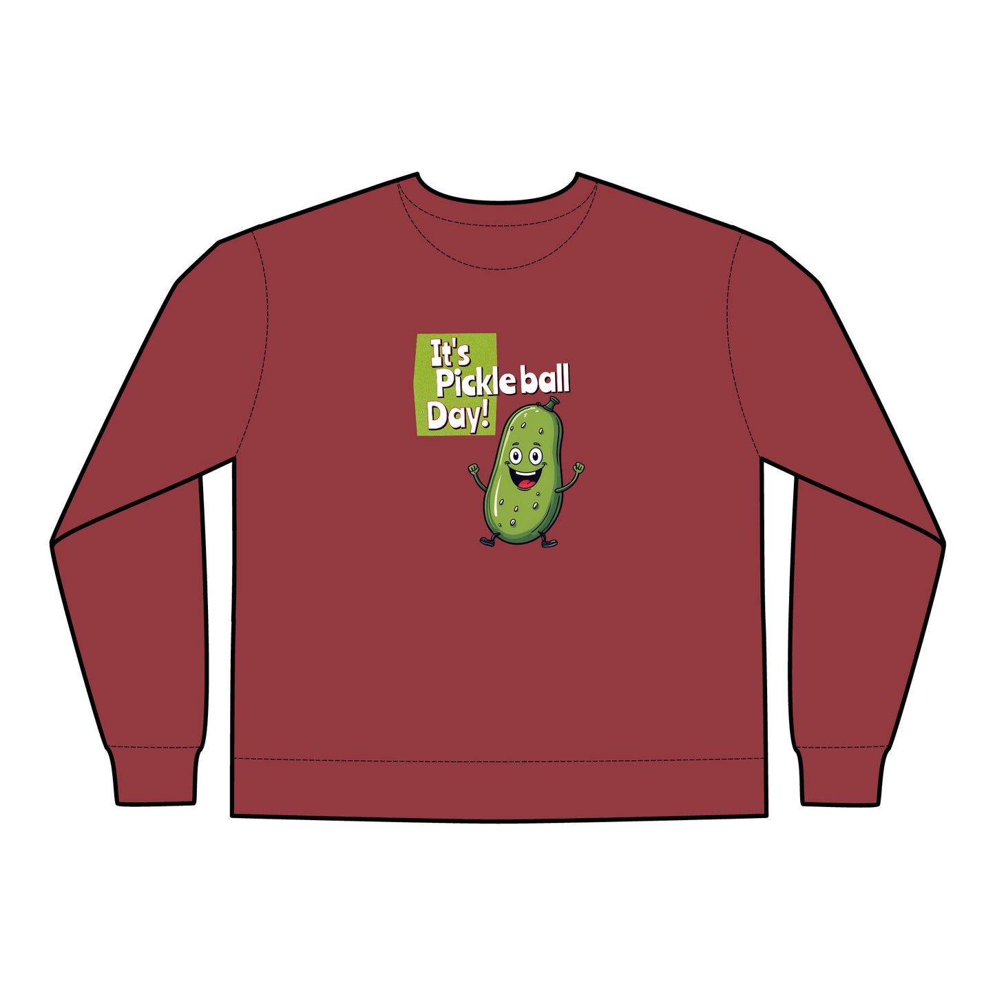 Crewneck Sweatshirt - Happy Pickle Dude - It's Pickleball Day Design