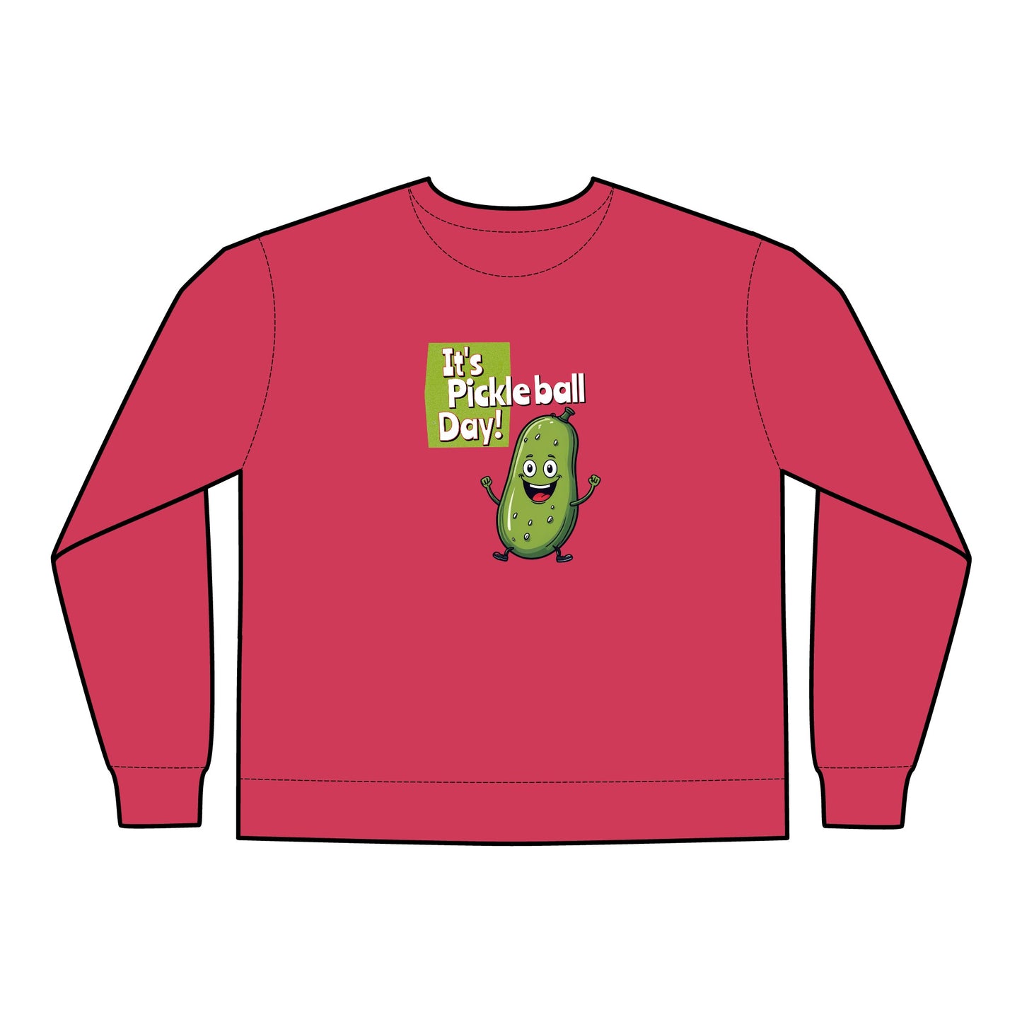 Crewneck Sweatshirt - Happy Pickle Dude - It's Pickleball Day Design