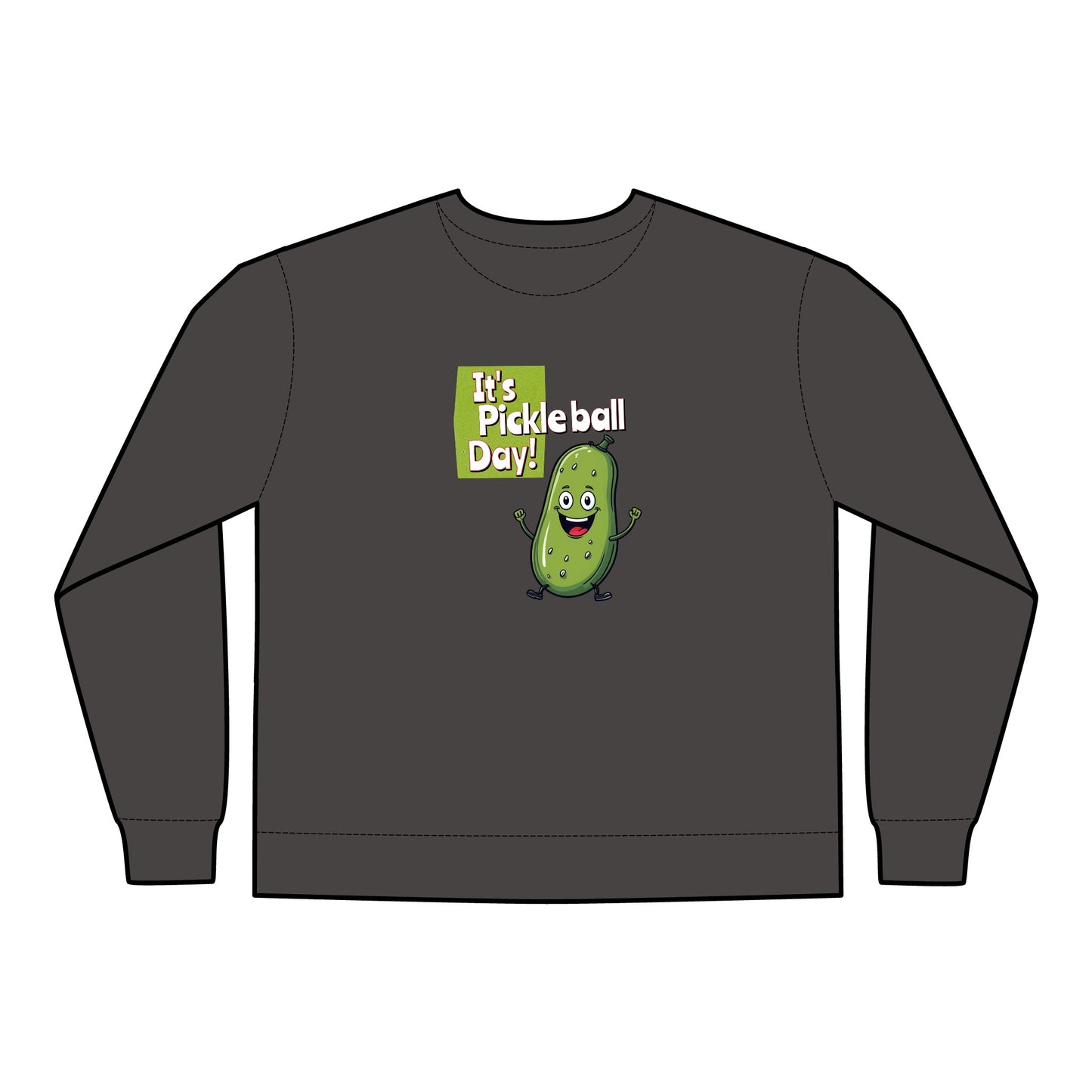 Crewneck Sweatshirt - Happy Pickle Dude - It's Pickleball Day Design