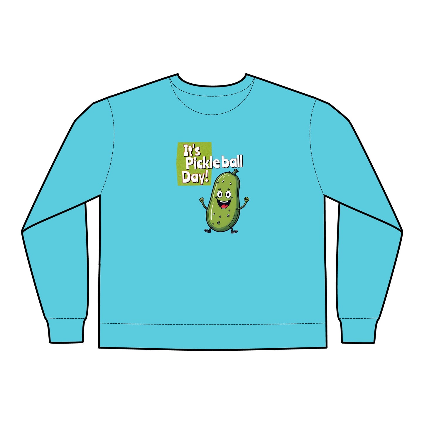 Crewneck Sweatshirt - Happy Pickle Dude - It's Pickleball Day Design