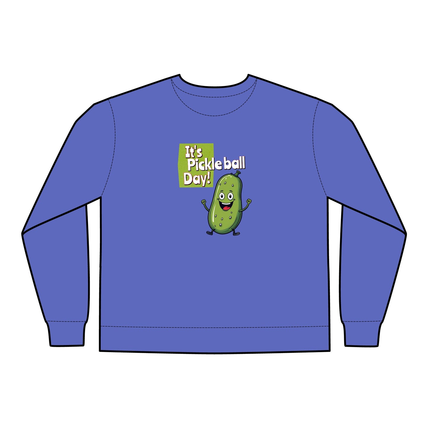 Crewneck Sweatshirt - Happy Pickle Dude - It's Pickleball Day Design
