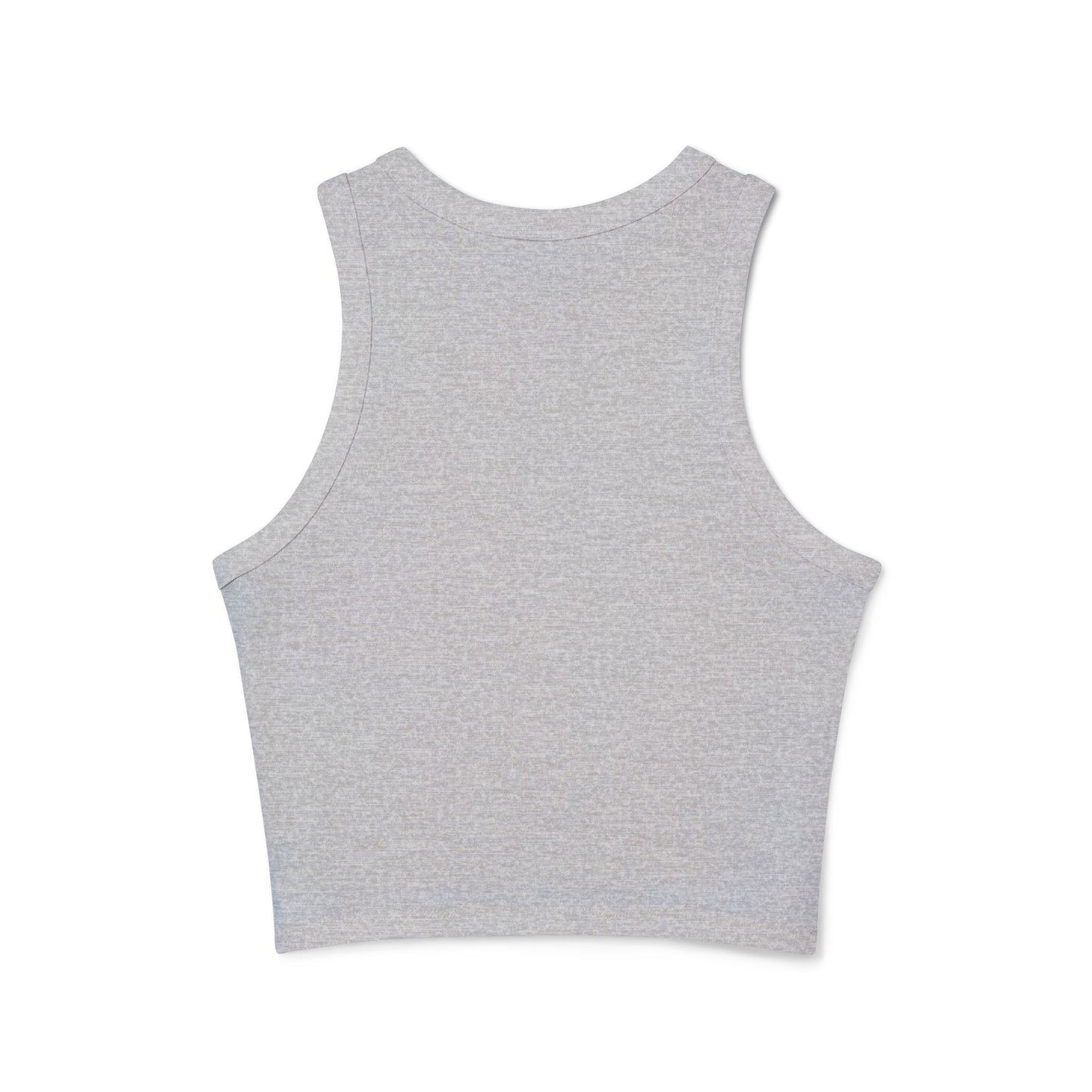 Women's Micro Rib Racer Tank Top – Happy Sun Design with 'What's Your Aura?'"