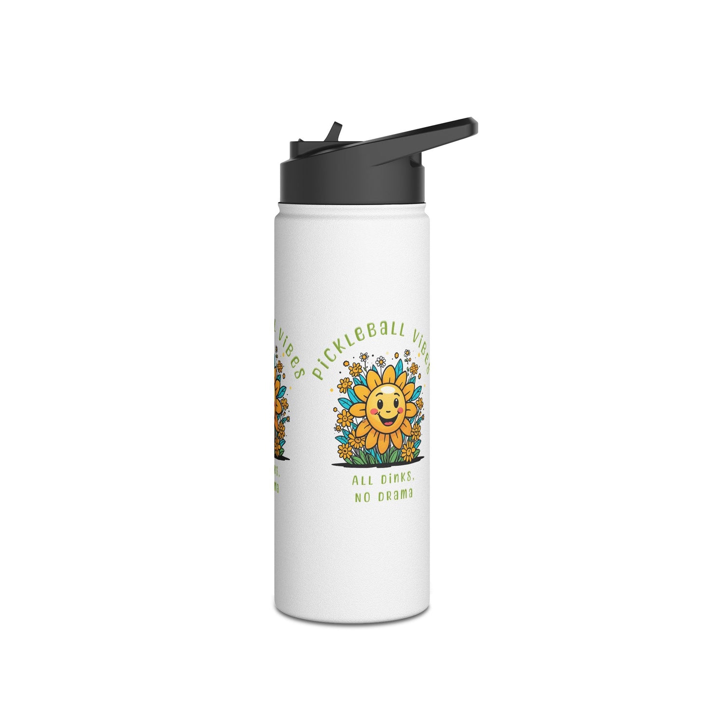 Sun and Flowers Beautiful Day for Pickleball CapStainless Steel Water Bottle, Standard Lid