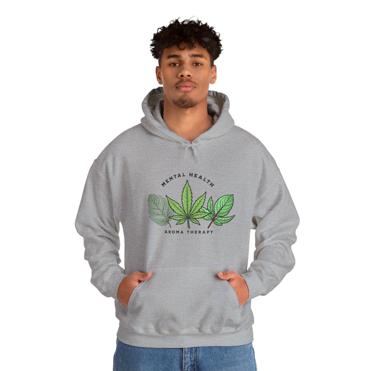 Aroma Therapy Hoodie – Lavender, Marijuana, and Eucalyptus Leaf DesignUnisex Heavy Blend™ Hooded Sweatshirt