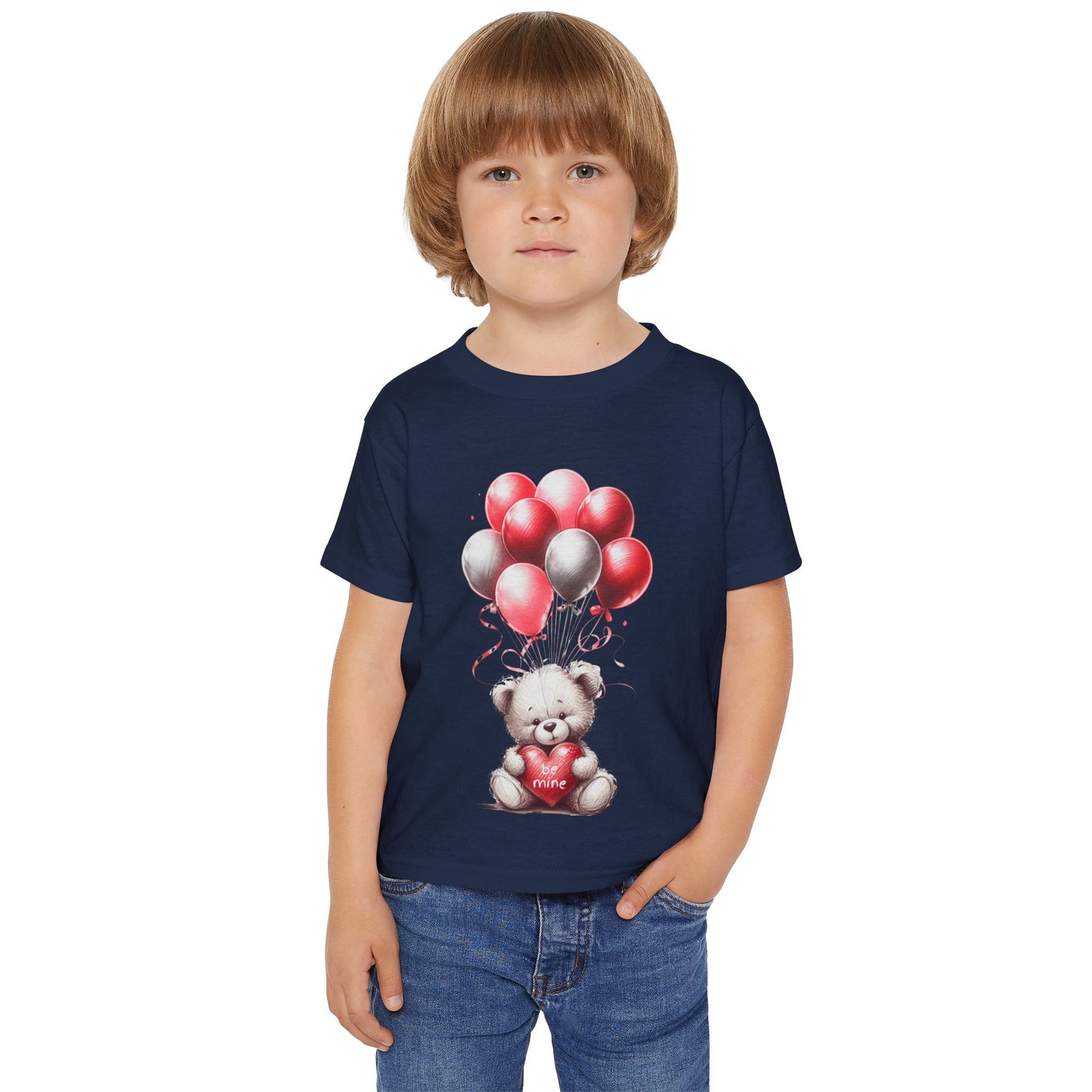 "Be Mine" – Adorable Teddy Bear Valentine’s Toddler T-shirt Valentine's Day Hearts Design