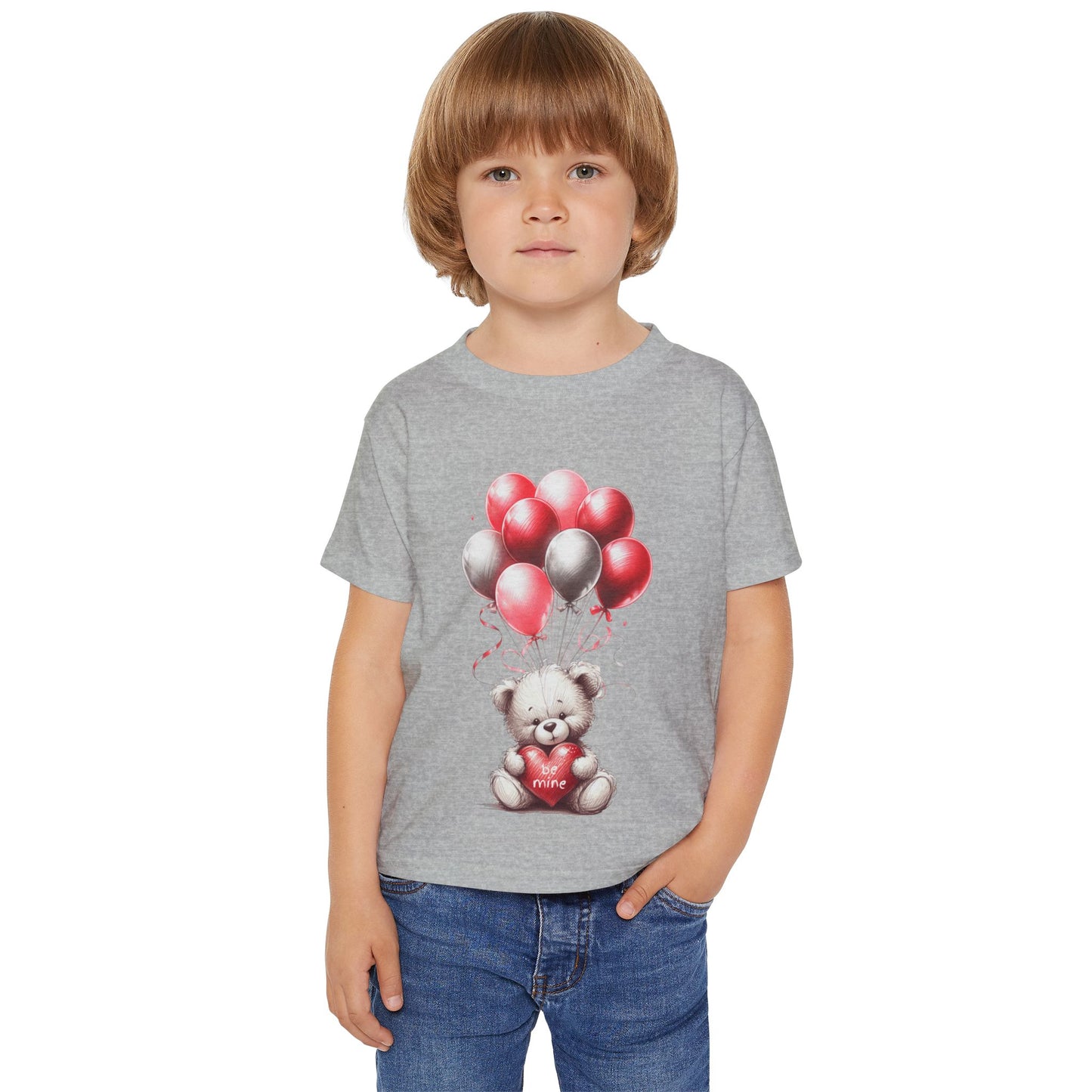 "Be Mine" – Adorable Teddy Bear Valentine’s Toddler T-shirt Valentine's Day Hearts Design