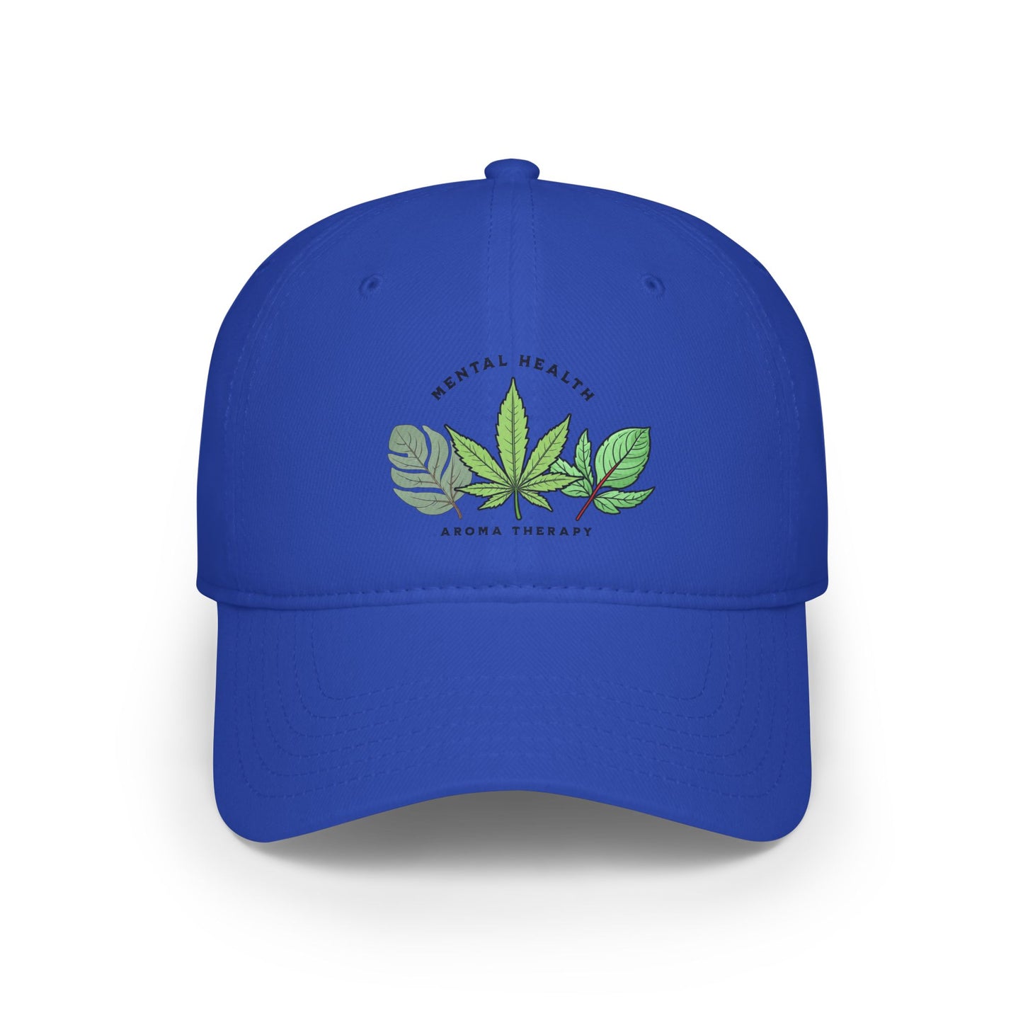"Mental Health Aromatherapy Hat – Lavender, Cannabis, Eucalyptus Leaves Design | Creations by Paulak" Low Profile Baseball Cap