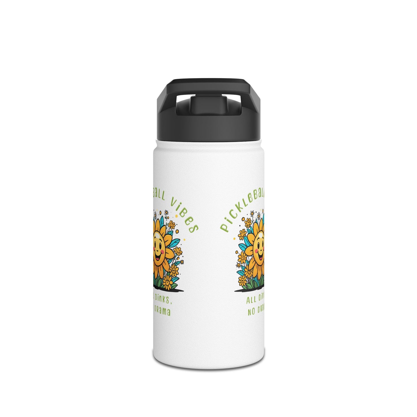 Sun and Flowers Beautiful Day for Pickleball CapStainless Steel Water Bottle, Standard Lid