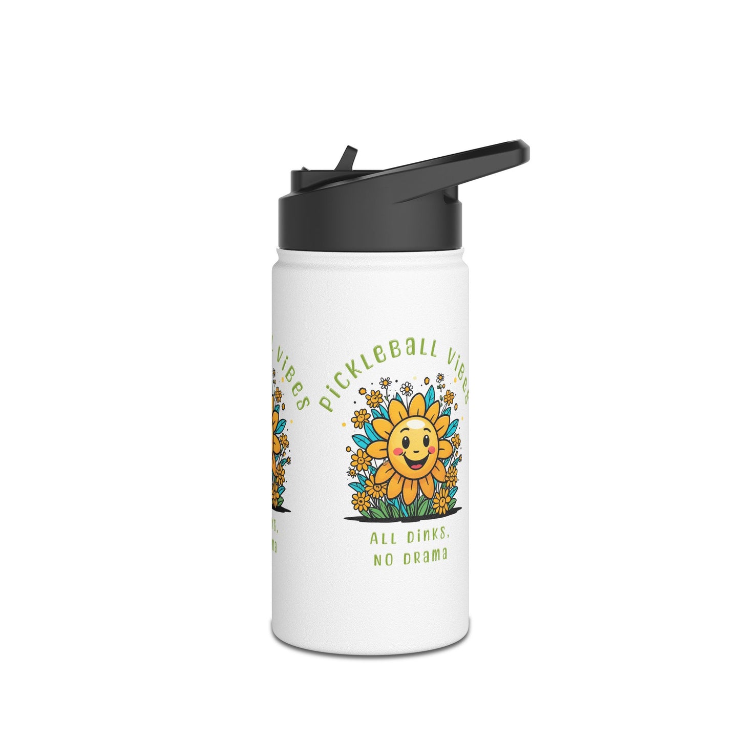 Sun and Flowers Beautiful Day for Pickleball CapStainless Steel Water Bottle, Standard Lid
