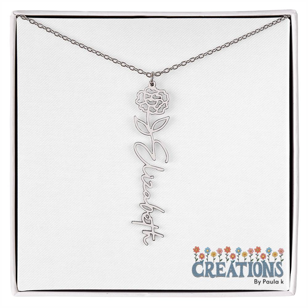 "Elegant Personalized Name Necklace with Flower Accent – Custom Jewelry"-try VALENTINE