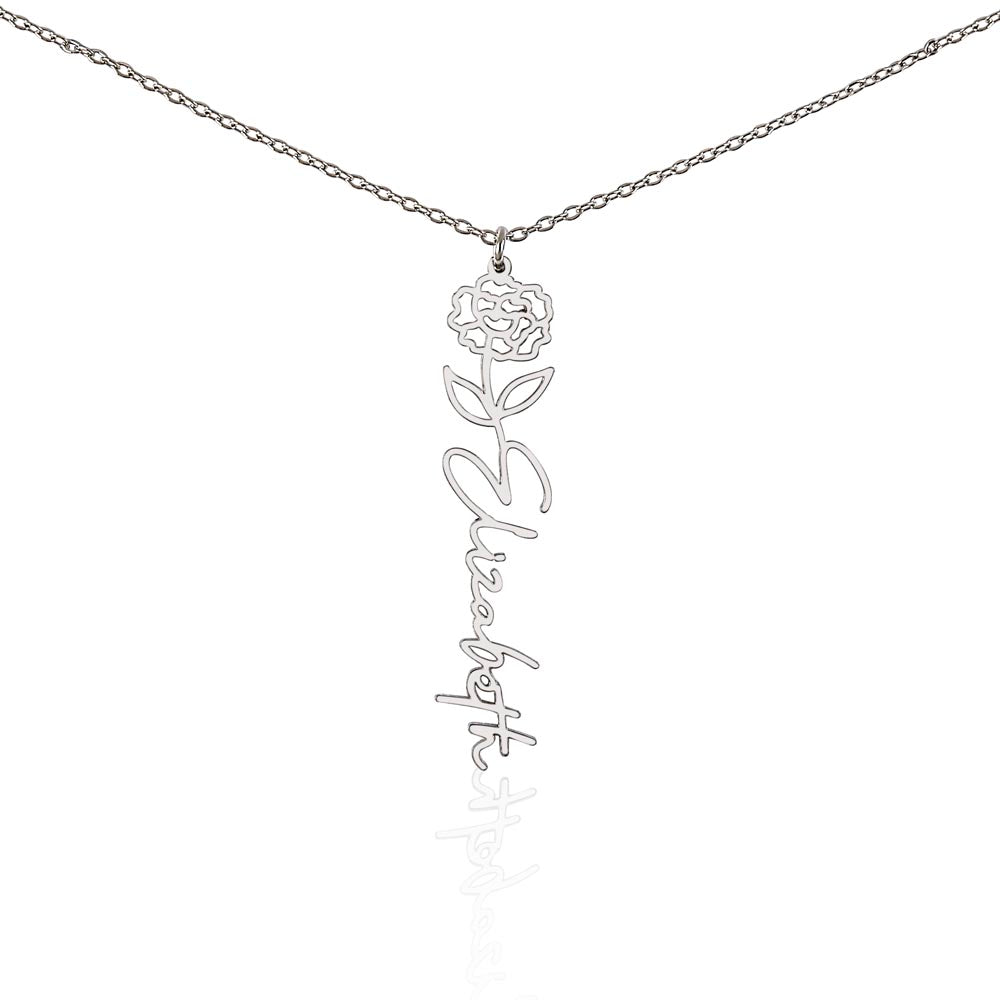 "Elegant Personalized Name Necklace with Flower Accent – Custom Jewelry"-try VALENTINE