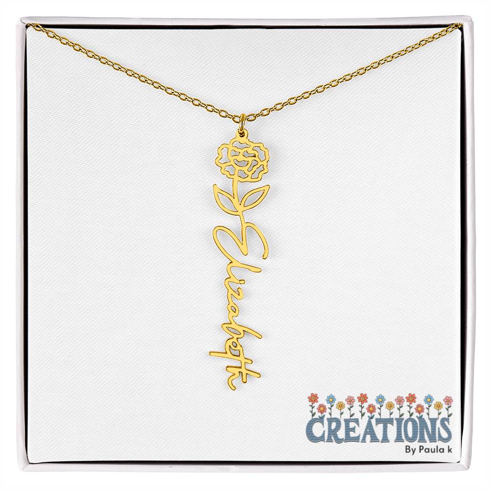 "Elegant Personalized Name Necklace with Flower Accent – Custom Jewelry"-try VALENTINE