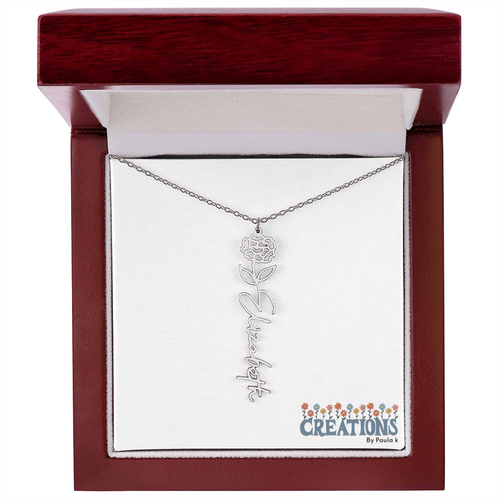 "Elegant Personalized Name Necklace with Flower Accent – Custom Jewelry"-try VALENTINE