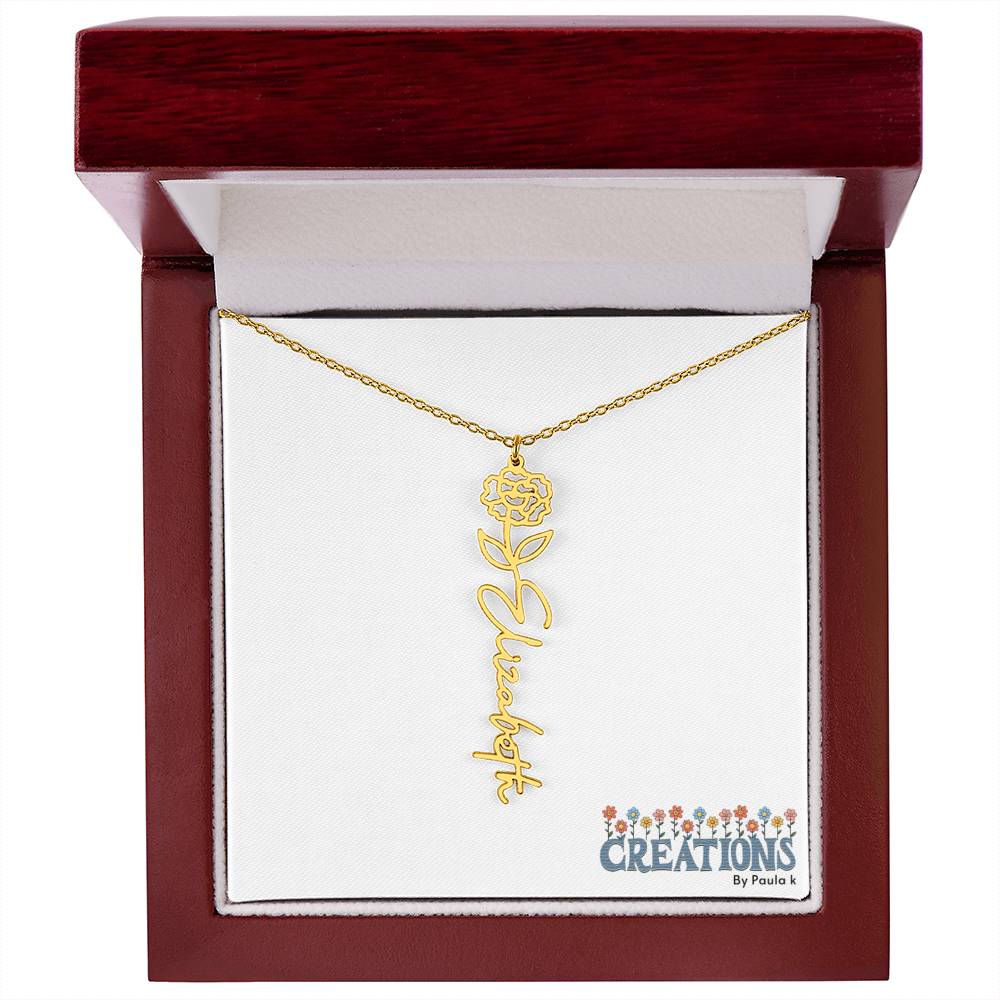"Elegant Personalized Name Necklace with Flower Accent – Custom Jewelry"-try VALENTINE