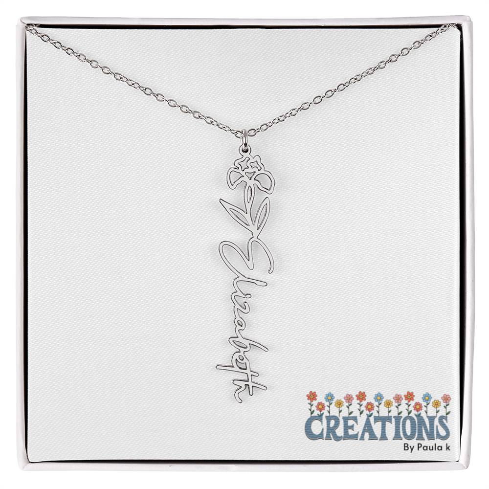 "Elegant Personalized Name Necklace with Flower Accent – Custom Jewelry"-try VALENTINE