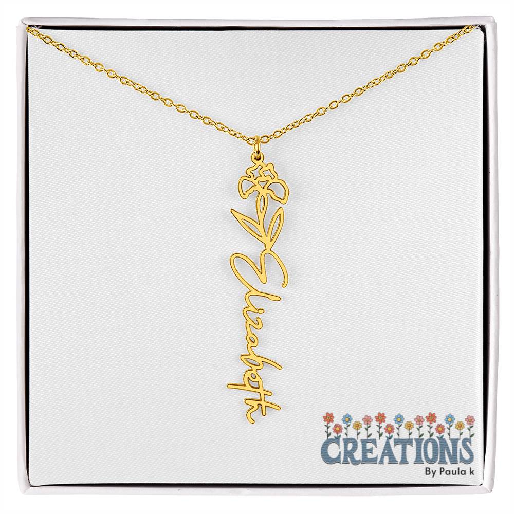 "Elegant Personalized Name Necklace with Flower Accent – Custom Jewelry"-try VALENTINE