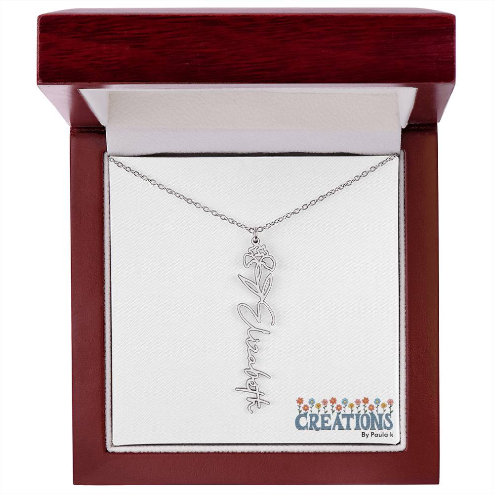 "Elegant Personalized Name Necklace with Flower Accent – Custom Jewelry"-try VALENTINE