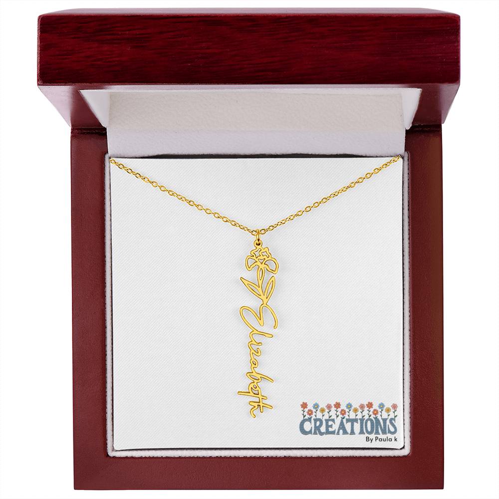 "Elegant Personalized Name Necklace with Flower Accent – Custom Jewelry"-try VALENTINE