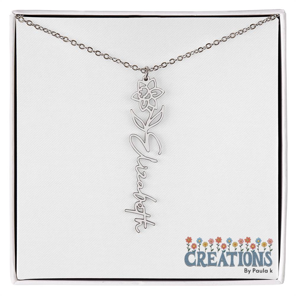 "Elegant Personalized Name Necklace with Flower Accent – Custom Jewelry"-try VALENTINE