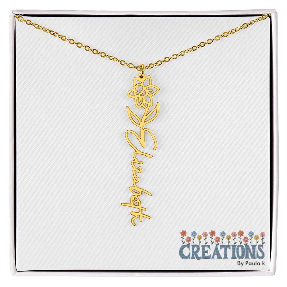 "Elegant Personalized Name Necklace with Flower Accent – Custom Jewelry"-try VALENTINE