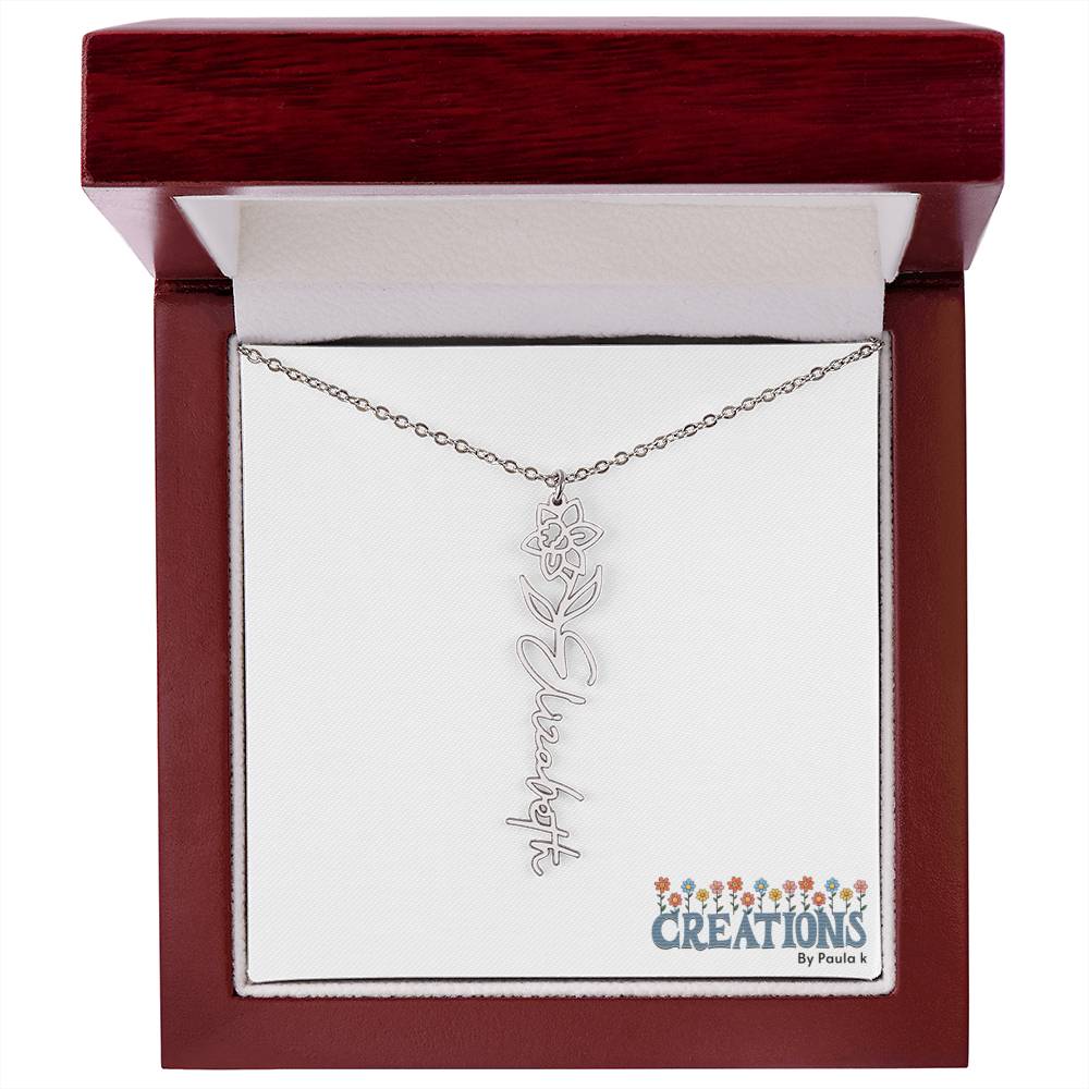 "Elegant Personalized Name Necklace with Flower Accent – Custom Jewelry"-try VALENTINE