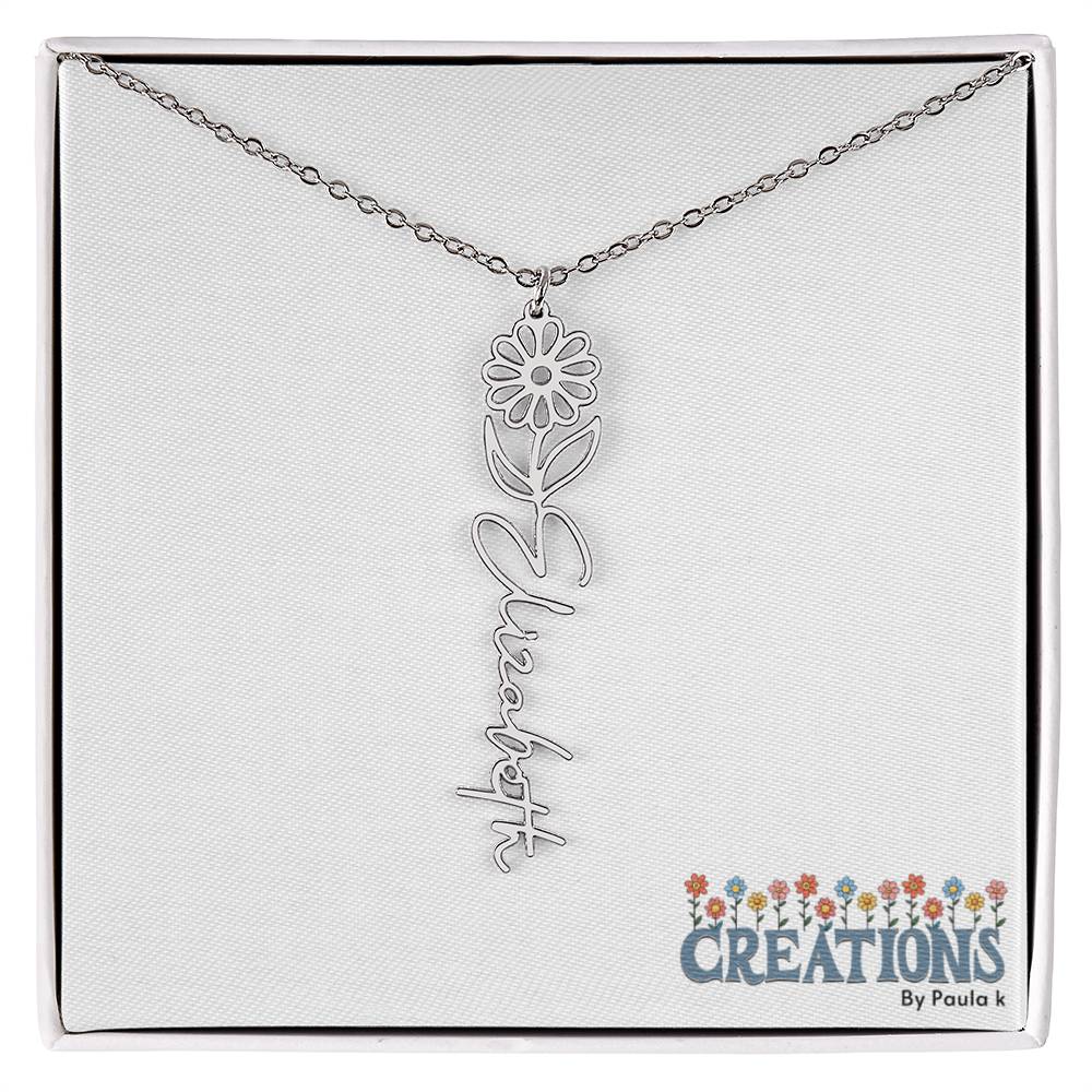 "Elegant Personalized Name Necklace with Flower Accent – Custom Jewelry"-try VALENTINE