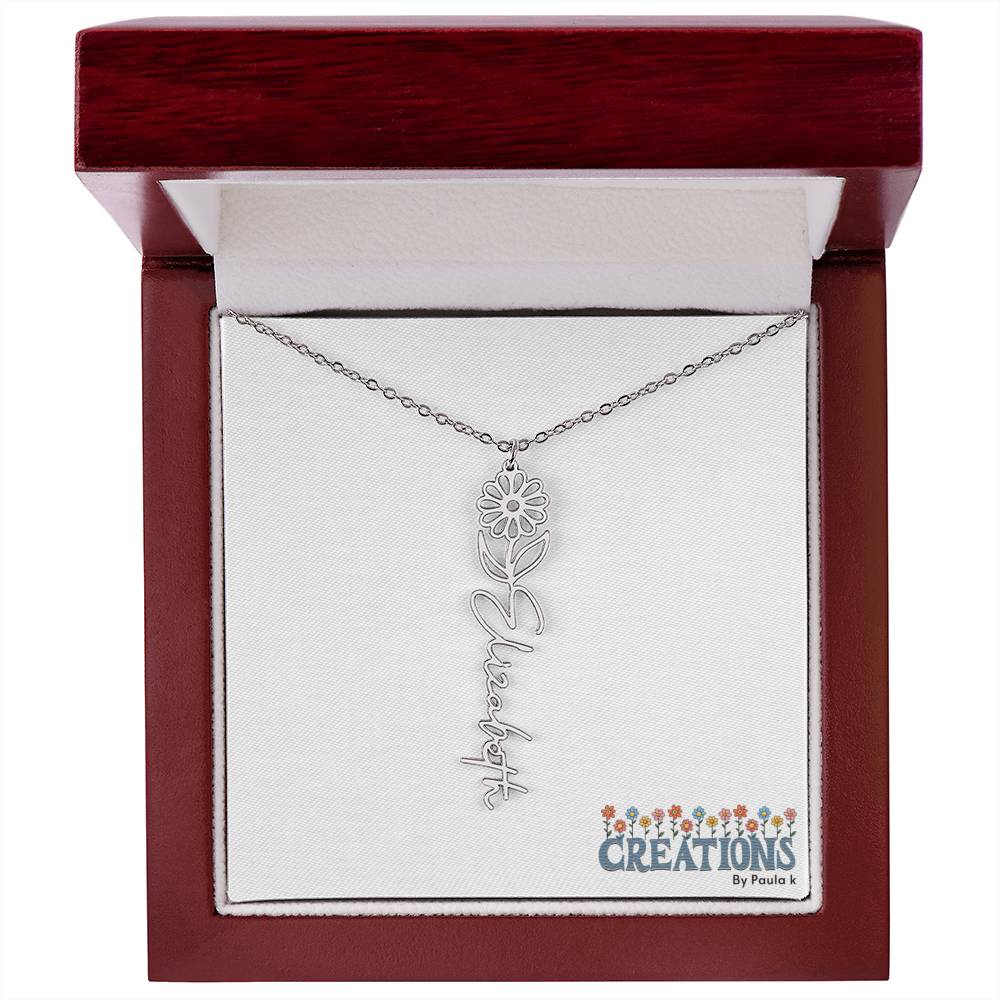 "Elegant Personalized Name Necklace with Flower Accent – Custom Jewelry"-try VALENTINE