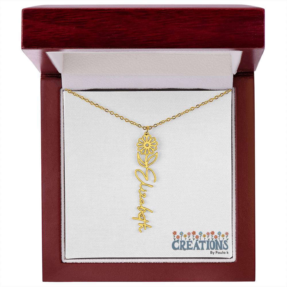 "Elegant Personalized Name Necklace with Flower Accent – Custom Jewelry"-try VALENTINE