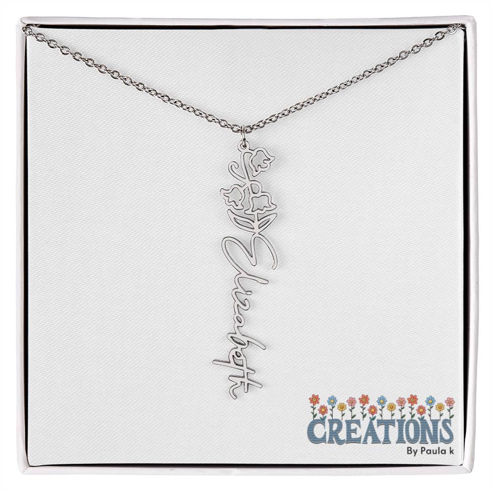 "Elegant Personalized Name Necklace with Flower Accent – Custom Jewelry"-try VALENTINE
