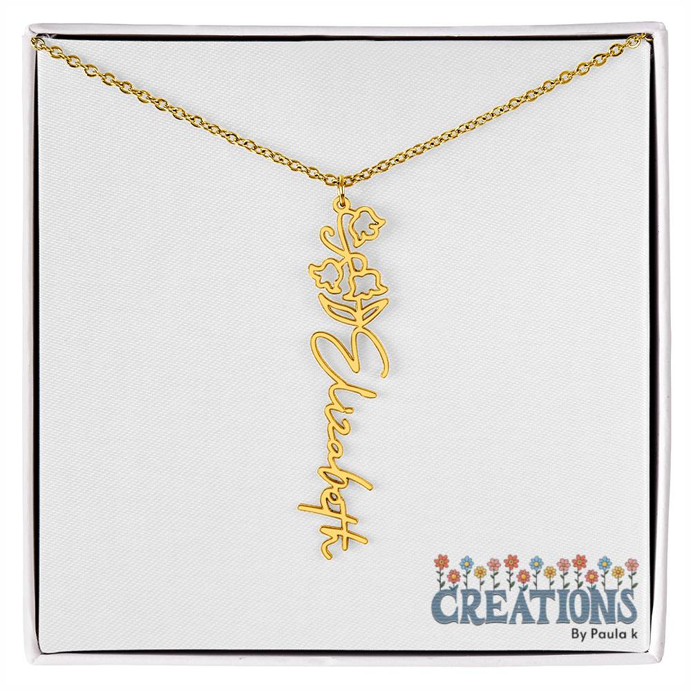 "Elegant Personalized Name Necklace with Flower Accent – Custom Jewelry"-try VALENTINE