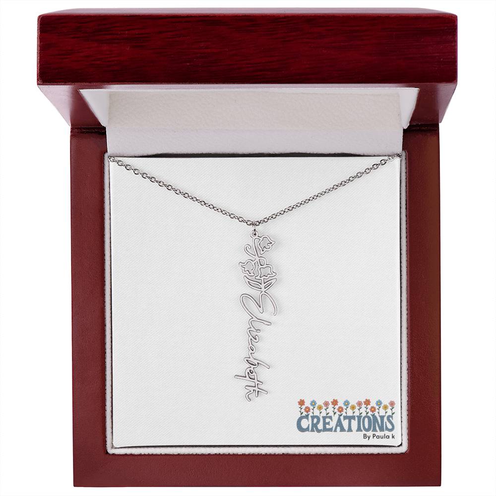 "Elegant Personalized Name Necklace with Flower Accent – Custom Jewelry"-try VALENTINE