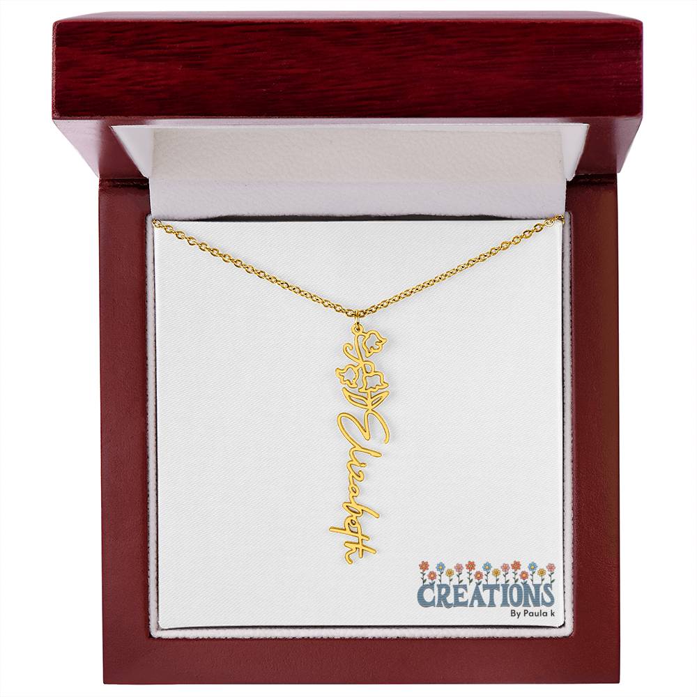 "Elegant Personalized Name Necklace with Flower Accent – Custom Jewelry"-try VALENTINE
