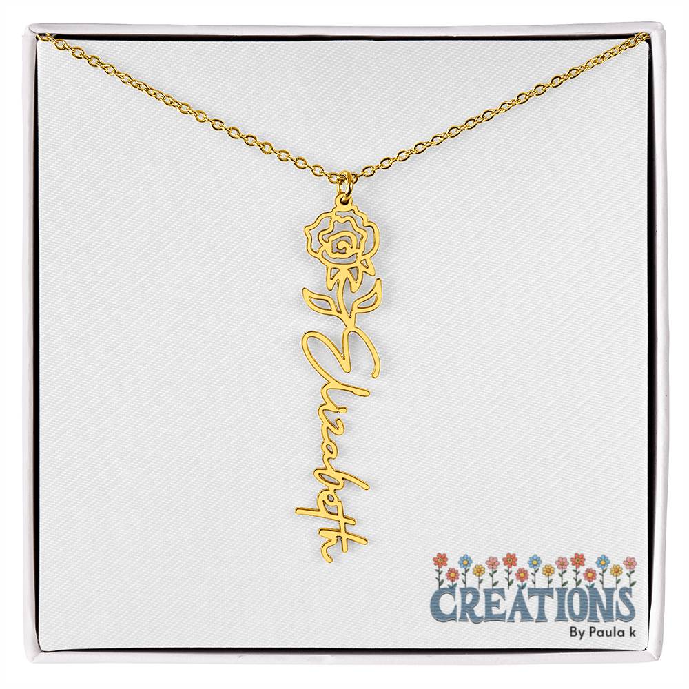 "Elegant Personalized Name Necklace with Flower Accent – Custom Jewelry"-try VALENTINE