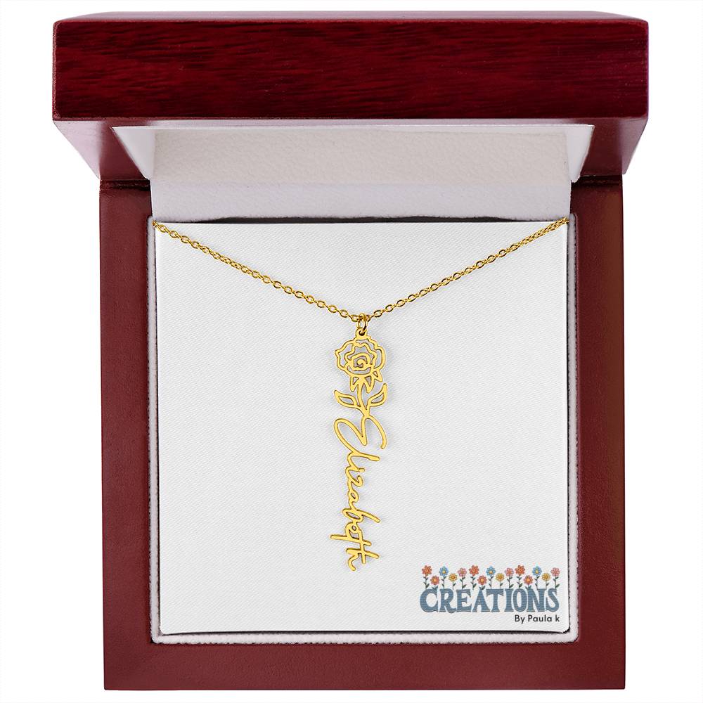 "Elegant Personalized Name Necklace with Flower Accent – Custom Jewelry"-try VALENTINE