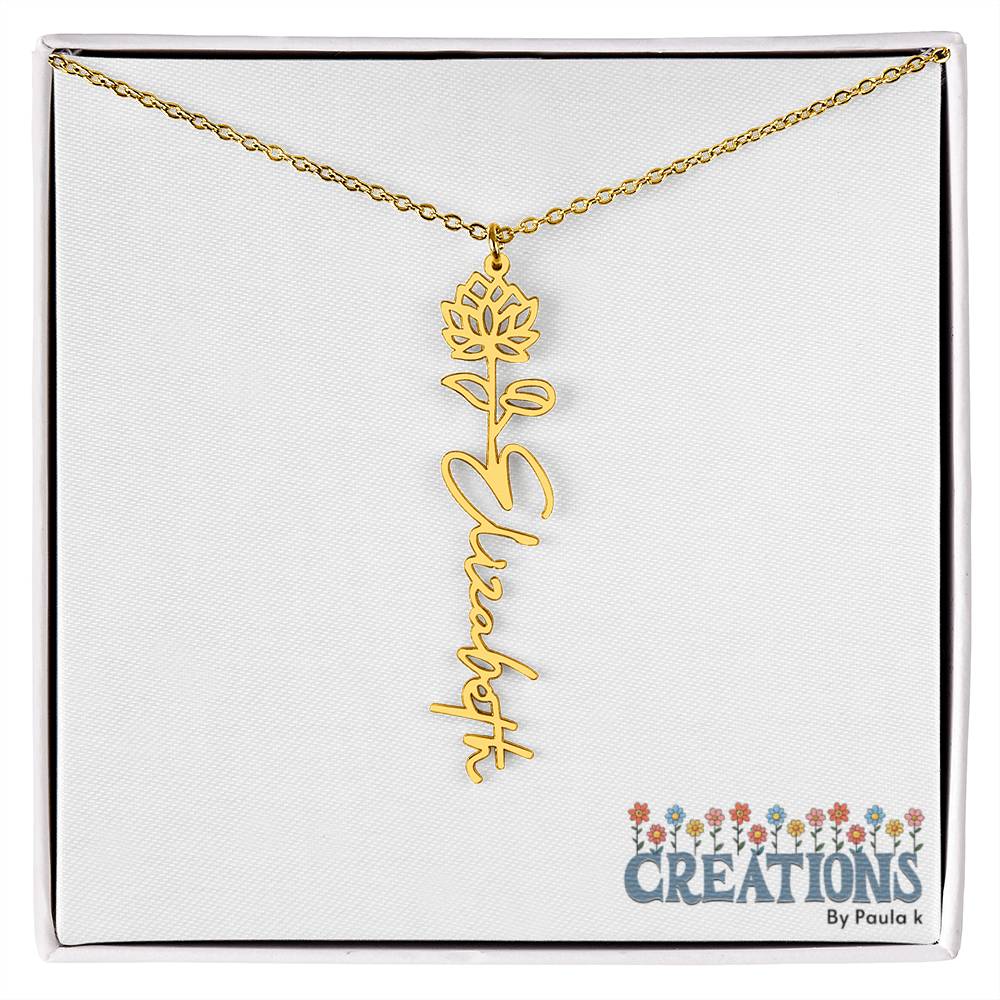 "Elegant Personalized Name Necklace with Flower Accent – Custom Jewelry"-try VALENTINE