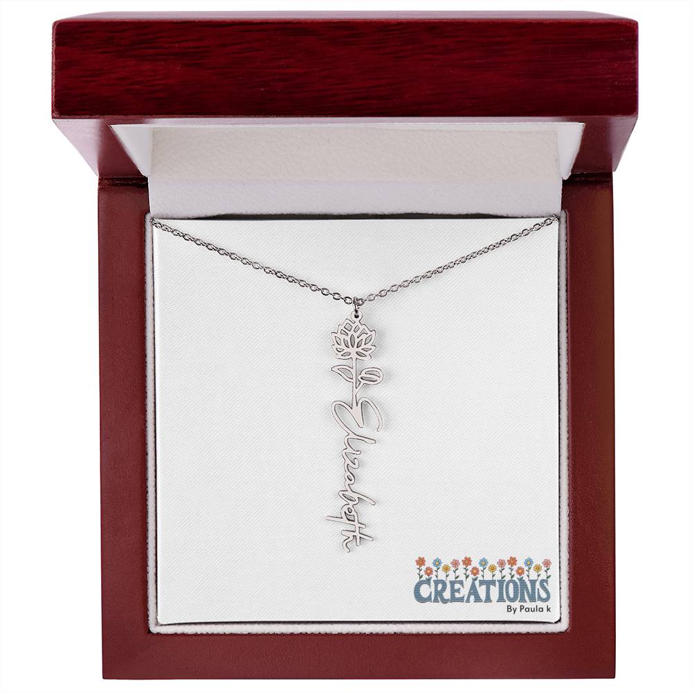 "Elegant Personalized Name Necklace with Flower Accent – Custom Jewelry"-try VALENTINE