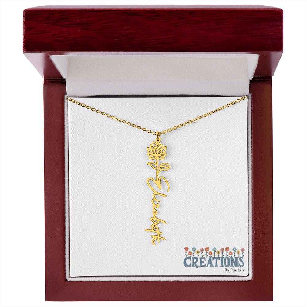 "Elegant Personalized Name Necklace with Flower Accent – Custom Jewelry"-try VALENTINE