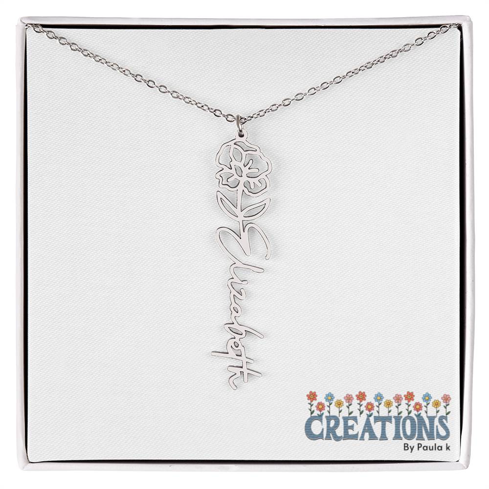"Elegant Personalized Name Necklace with Flower Accent – Custom Jewelry"-try VALENTINE