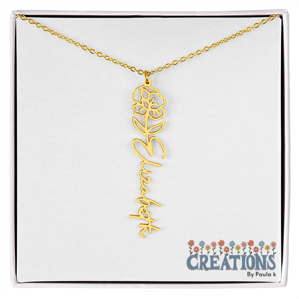 "Elegant Personalized Name Necklace with Flower Accent – Custom Jewelry"-try VALENTINE